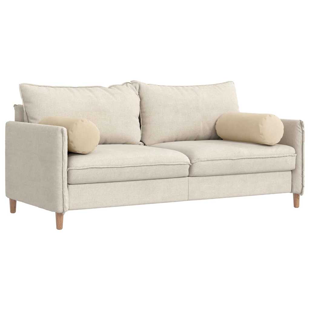 Bolster Pillows 2 pcs Cream Ø 25 x 70 cm Microfibre Fabric